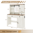 EROMMY Farmhouse Vanity Desk with Mirror, Lights and Jewelry Storage, Rustic Farmhouse Style-Erommy